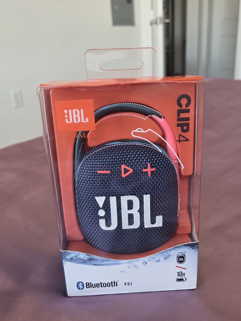 NWT JBL Clip 4 Portable Bluetooth Speaker - Black and Red